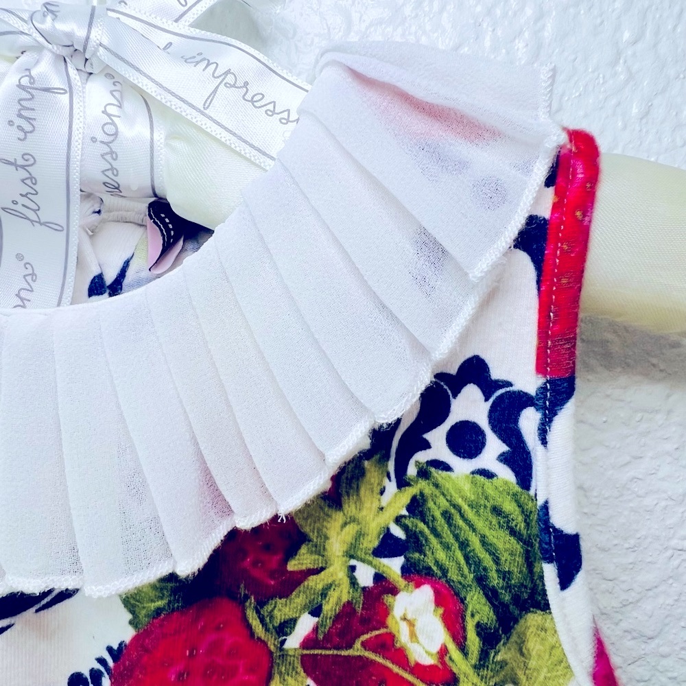 ♥️HP Monnalisa Strawberry Shortie Romper 18M Red White Blue Bow Snaps Worn Once - Picture 8 of 10